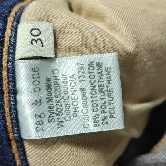 RAG & BONE Phoenicia Skinny Jean Mid Rise Dark Wash Denim Size 30 - Picture 4 of 16